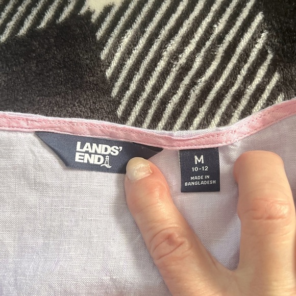 LANDS END 100% LINEN LILAC POPOVER TOP BOXY FIT SZ M 10-12 SPRING SUMMER BEACH - Picture 4 of 5